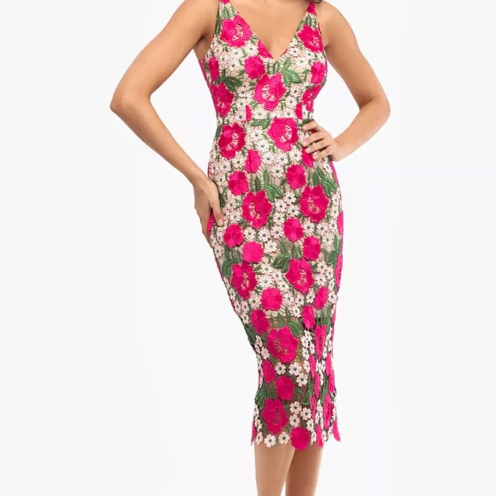 Xscape floral lace midi dress Sz 2
